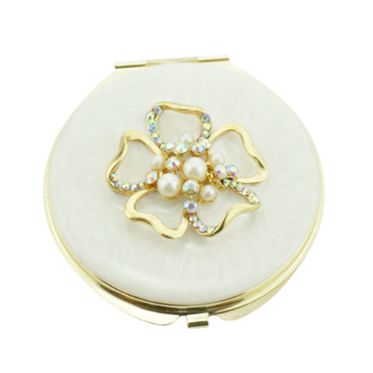 Wedding Favors Compact Mirror Flower with Pearls