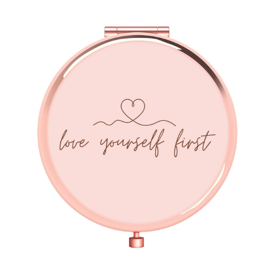 Rose Golden Engraved Compact Mirror