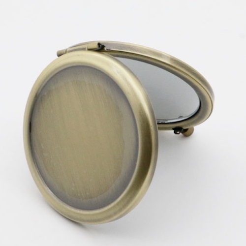 70mm Round Anti Brass Plain Compact Mirror