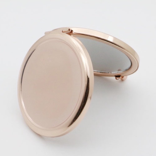 70mm Round Rose Gold Plain Compact Mirror