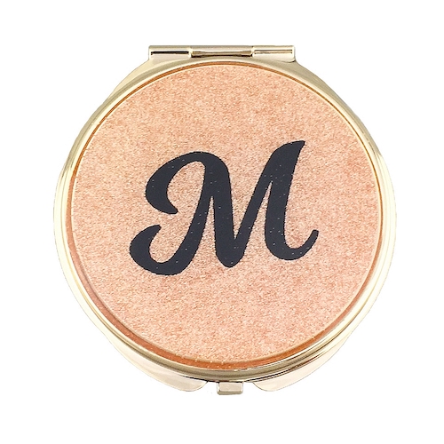 Letter M Gold Glitter Compact Mirror