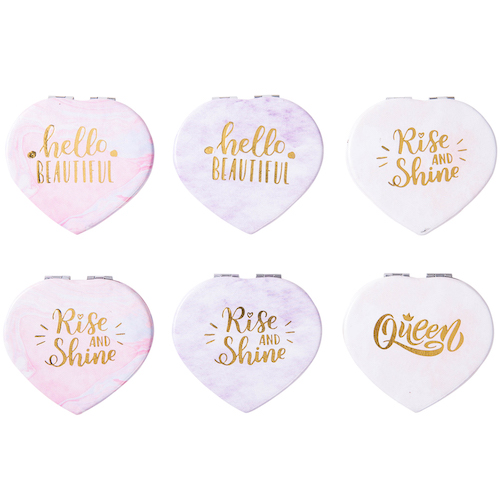 Gold Foil Lettering Heart Compact Mirror