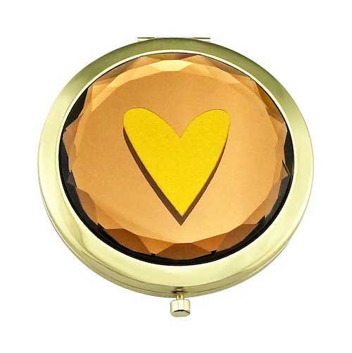 Gold Paint Heart Compact Mirror