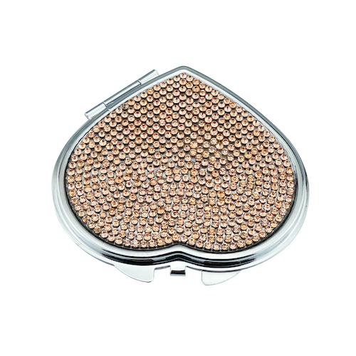 Topaz Crystal Heart-shaped Compact Mirror
