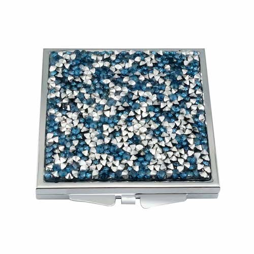 Blue Crystal Square Compact Mirror