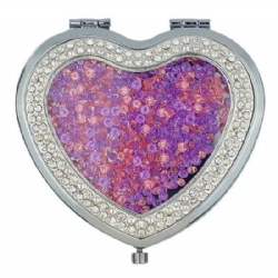 Purple Crystal Shakers Heart Compact Mirror