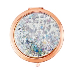 Silver Sparkles Round Compact Mirror