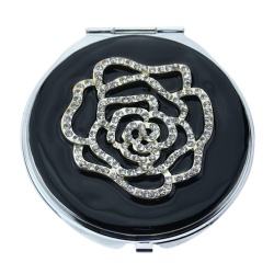 Crystal Rose Purse Compact Mirror