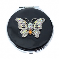 Crystal Butterfly Compact Mirror