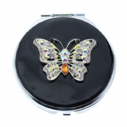 Crystal Butterfly Compact Mirror