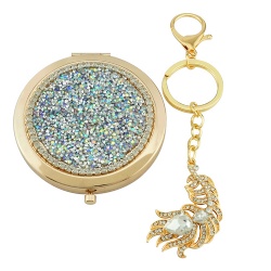 Gift Set of AB Crystal Compact Mirror & Feather Key Ring