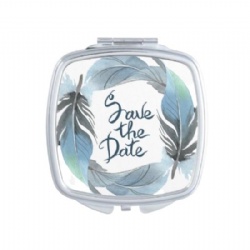 Feather Print Epoxy Compact Mirror