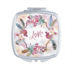 Love Flower Print Epoxy Compact Mirror