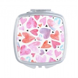 Heart Pattern Print Epoxy Compact Mirror