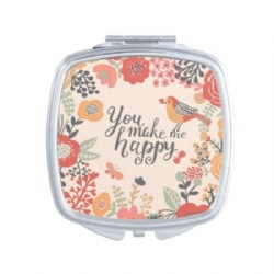 Nature Bird Print Epoxy Compact Mirror