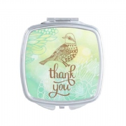 Thank You Bird Print Epoxy Compact Mirror