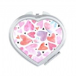 Pink Heart Pattern Epoxy Compact Mirror