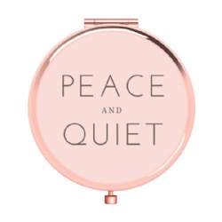 Peace & Quite Engraved Metal Compact Mirror