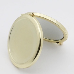 70mm Round Plain Gold Compact Mirror