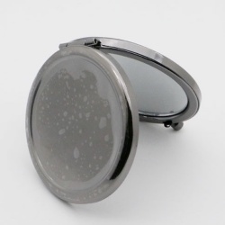 70mm Round Gun Metal Plain Compact Mirror