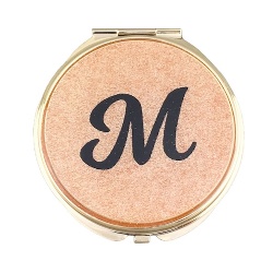 Letter M Gold Glitter Compact Mirror