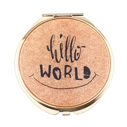 Hello World Round Printing Compact Mirror in Bulk