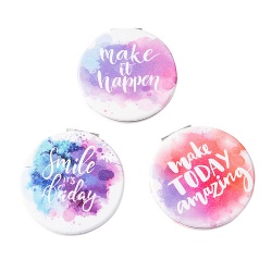 4 Color Print Round Leather Compact Mirror