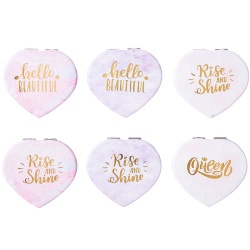 Gold Foil Lettering Heart Compact Mirror