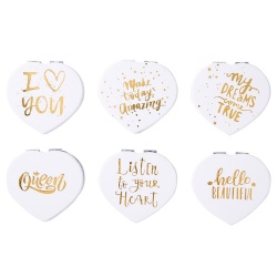 Gold Foil Print Heart-Shaped Compact Mirror