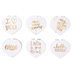 Gold Foil Print Heart-Shaped Compact Mirror