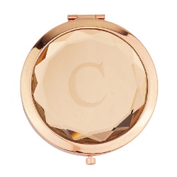 Engraved Letter C Gold Compact Mirror