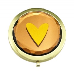 Gold Paint Heart Compact Mirror