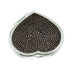Black Crystal Heart-shaped Compact Mirror