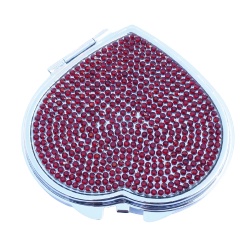 Pink Crystal Heart-shaped Compact Mirror