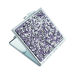 Purple Crystal Square Compact Mirror