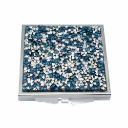 Blue Crystal Square Compact Mirror