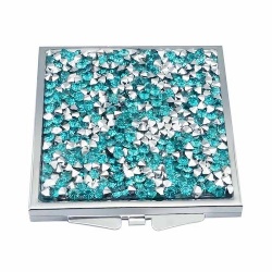 Aquamarine Crystal Square Compact Mirror
