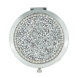 Clear Crystal Round Compact Mirror