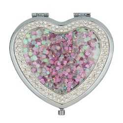 Pink Glitter Shakers Heart Compact Mirror