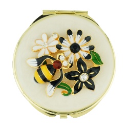 Bee Happy Enamel Compact Mirror