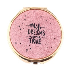 My Dream Comes True Inspirational Glitter Compact Mirror